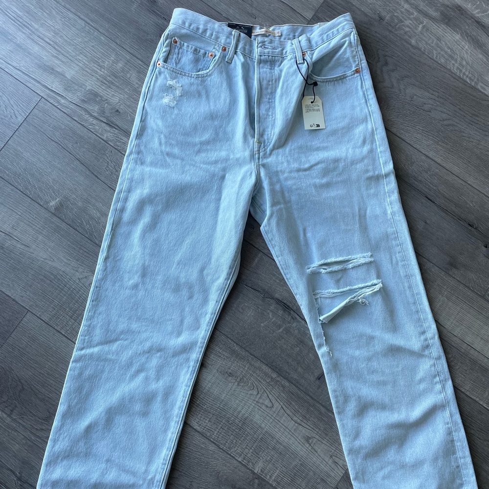 Levi’s ankle rib cage jeans.